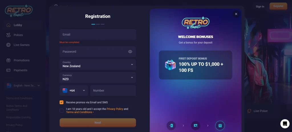 Retro Bet login